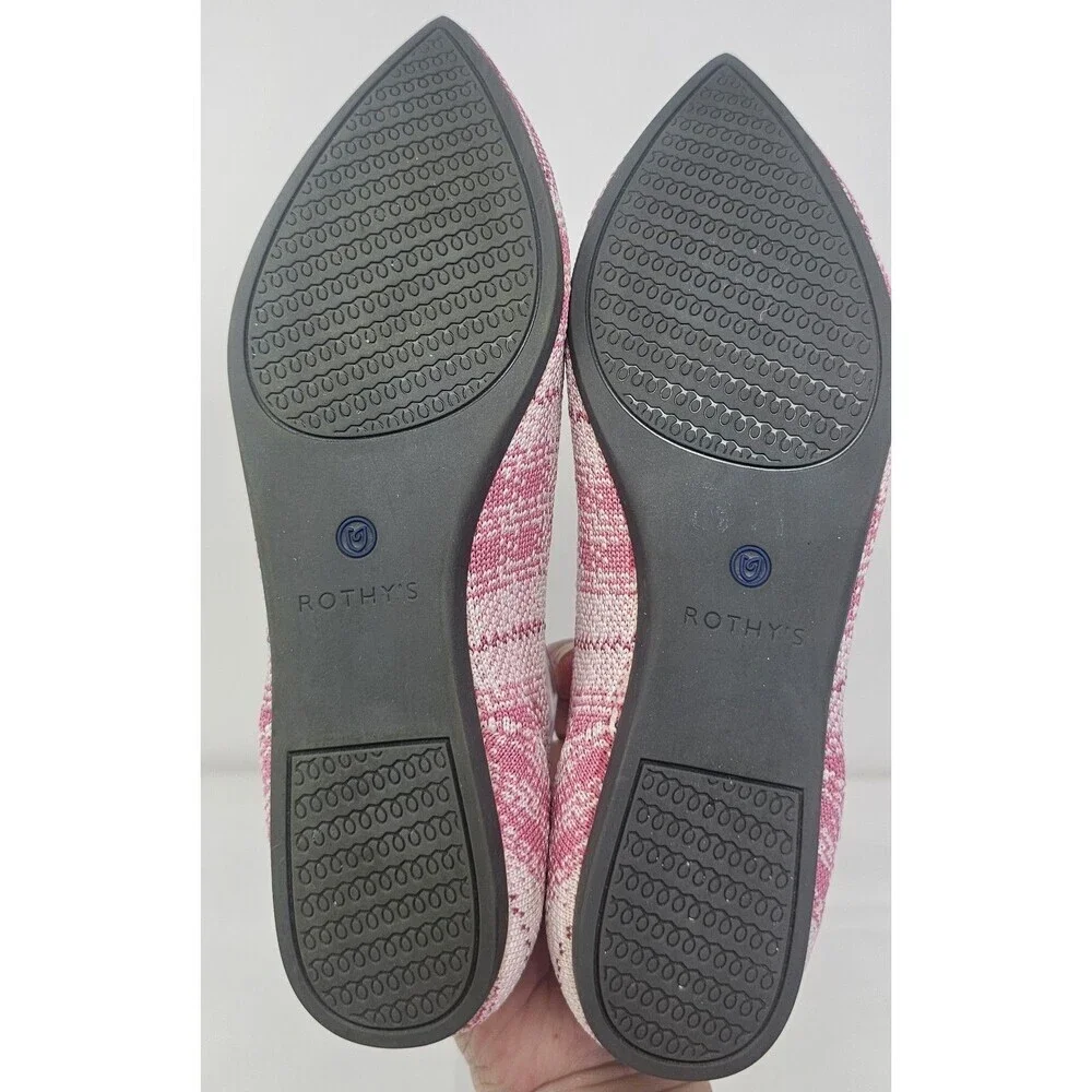 Rothy’s The Point Pink Plaid Limited Edition Breast Cancer Slip On Flats Size 8 - Picture 9 of 13